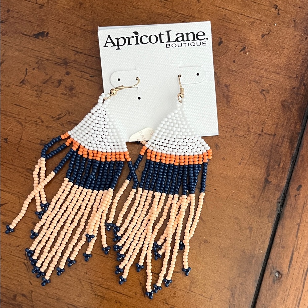 Apricot Lane Navy and Orange Beaded Earrings